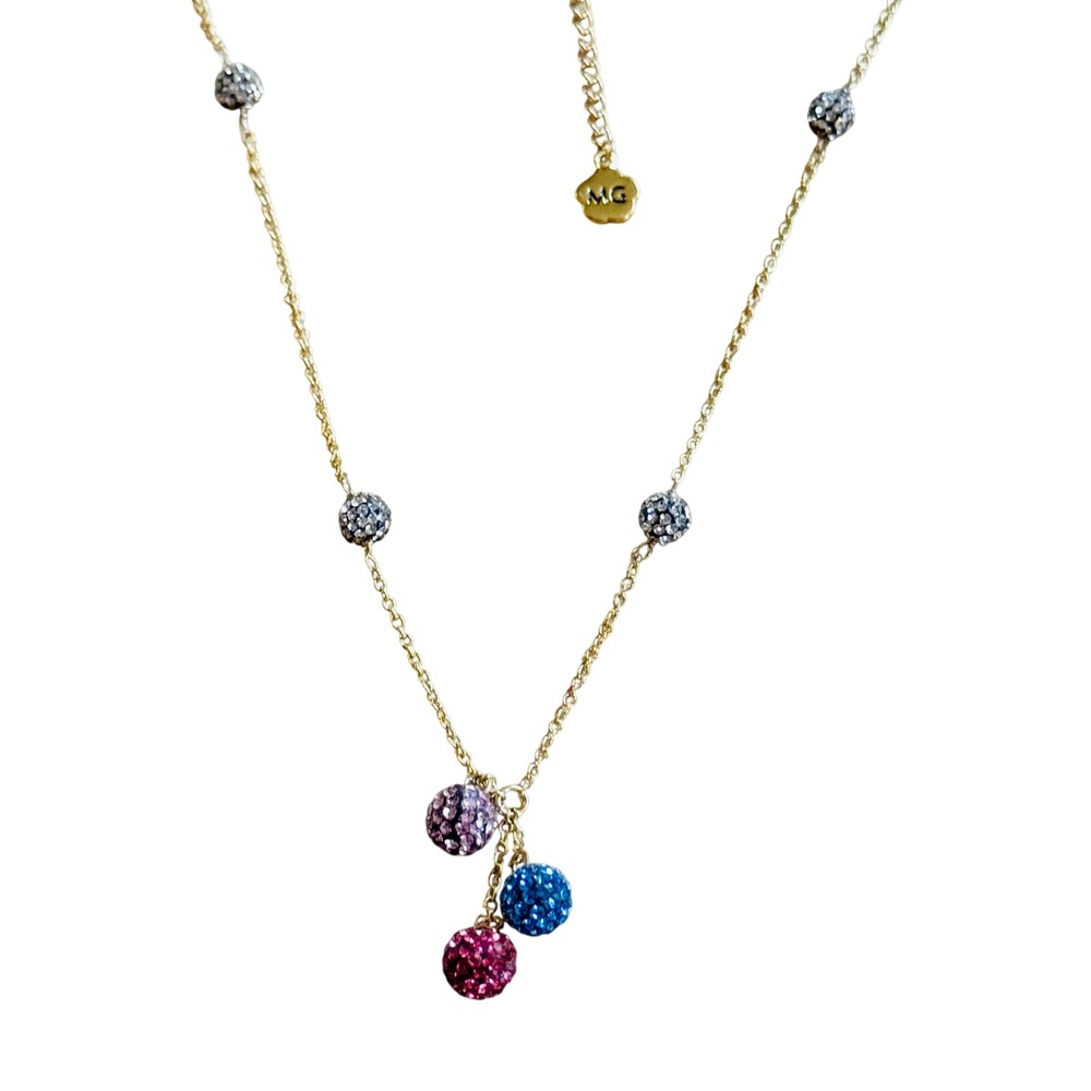 Molly Glitz Crystal Rhinestone Pave Necklace Gold Plated Colorful Choker 19"